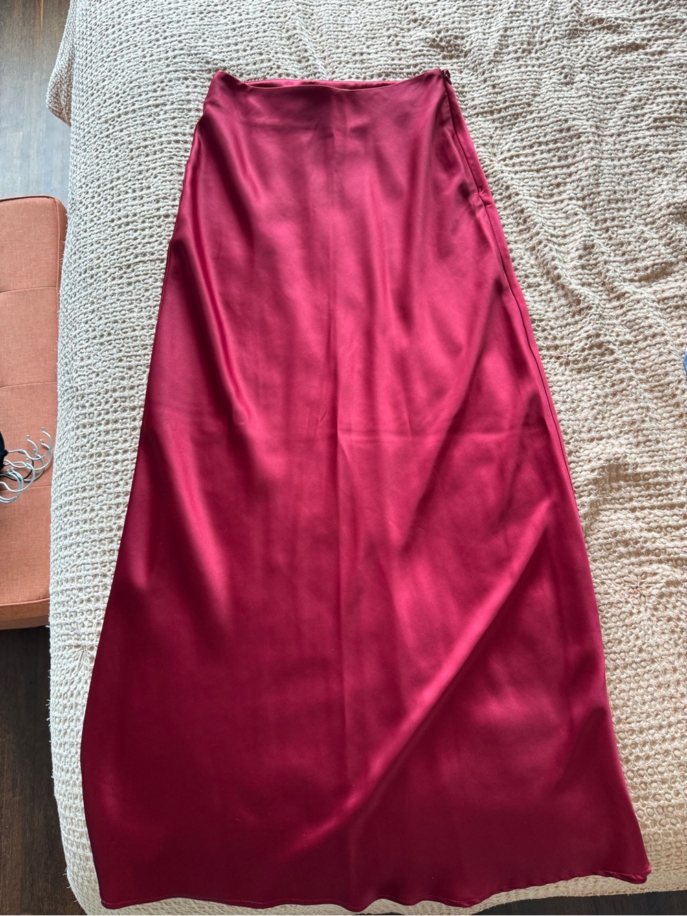 Commense Deep Red Satin Maxi Skirt